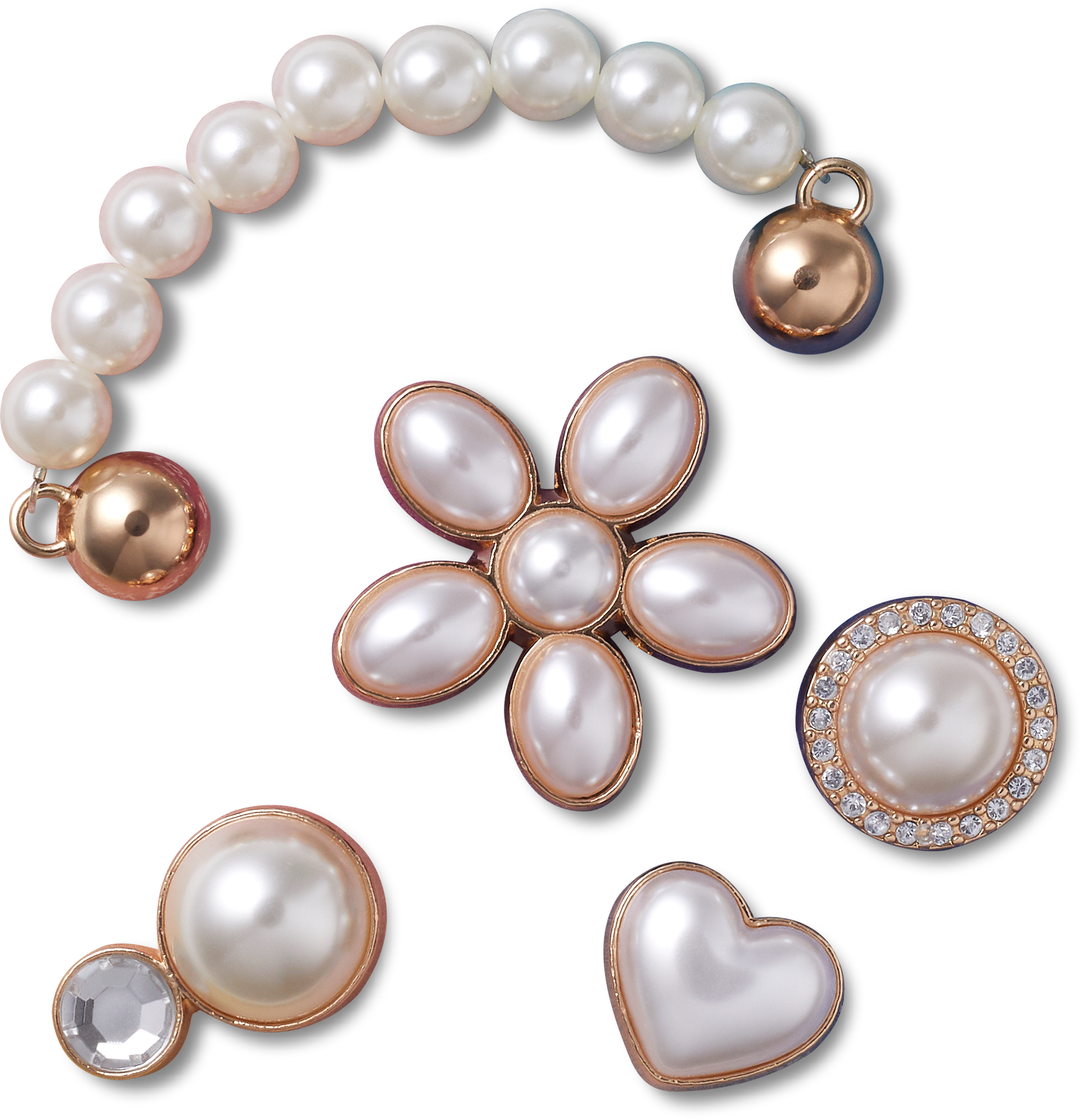 DAINTY PEARL JEWELRY 5 PACK JIBBITZ CHARMS